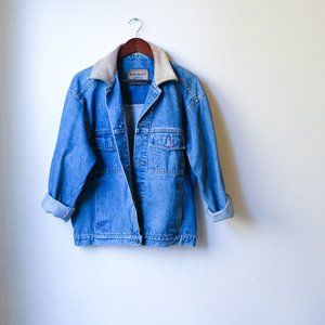 Vintage Timberland Denim Jacket Leather Collar